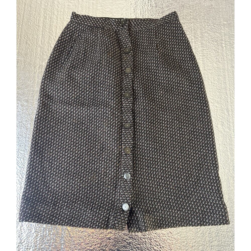 Vintage 1950s Dan Gertsman Wool Tweed Pencil Skirt Houndstooth Sz 6 Est No Size